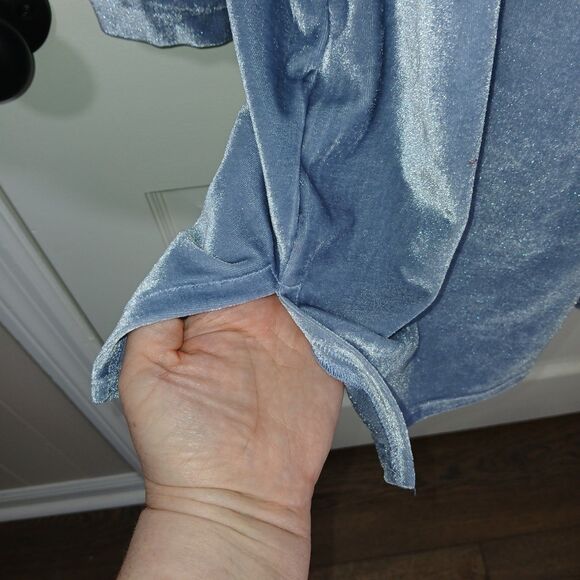 One World Women's Long Sleeve Tunic Dress Top, Light Blue, Size S. - Picture 10 of 16